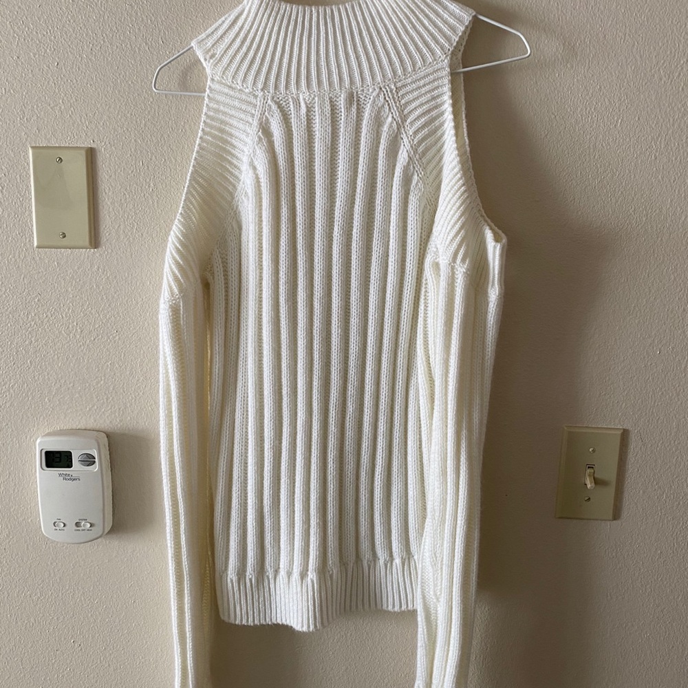 Cold Shoulder White Sweater